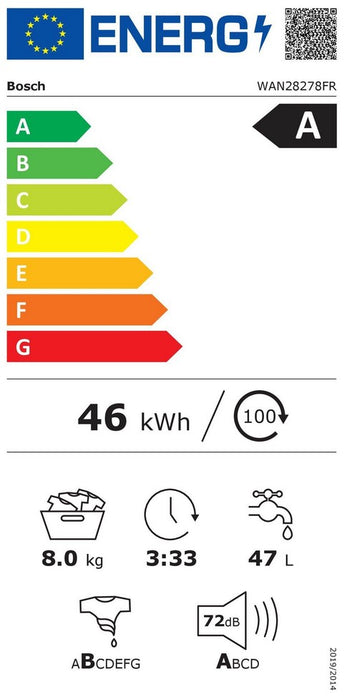 LAVE LINGE BOSCH WAN28278FR